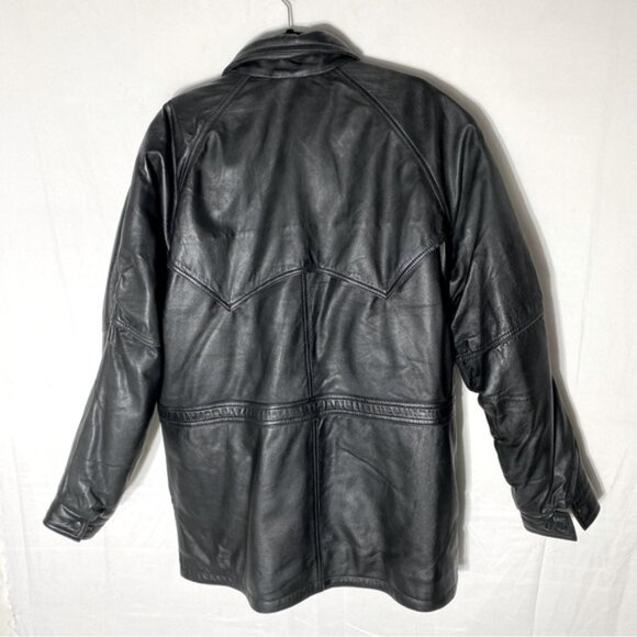Vintage Canada Sportswear Black Lamb Leather Coat W Drawstring Waist L - Picture 14 of 15